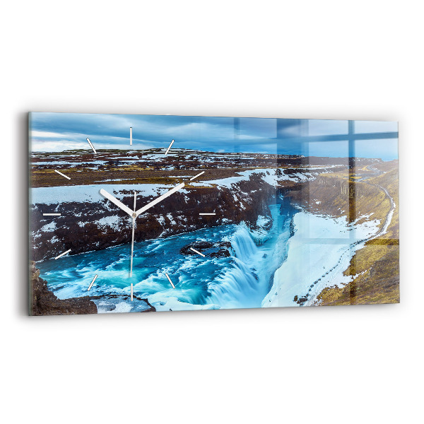 Horizontal wall clock Gullfoss Waterfall in Iceland