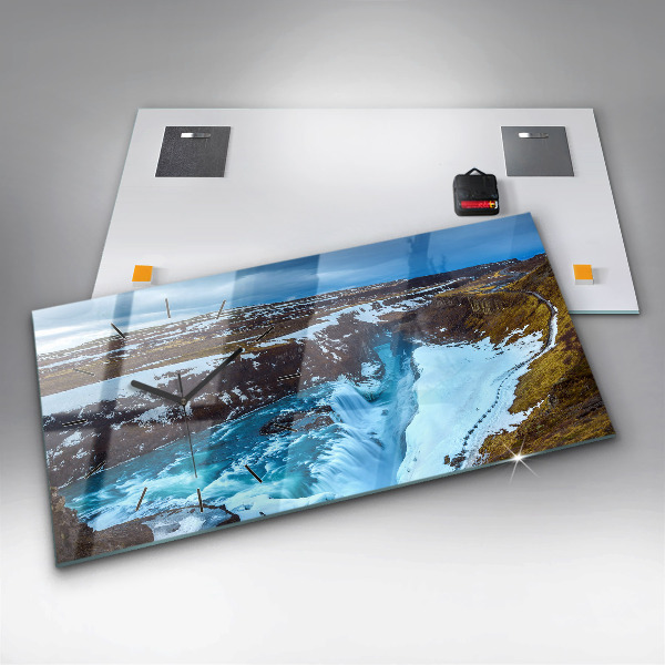 Horizontal wall clock Gullfoss Waterfall in Iceland