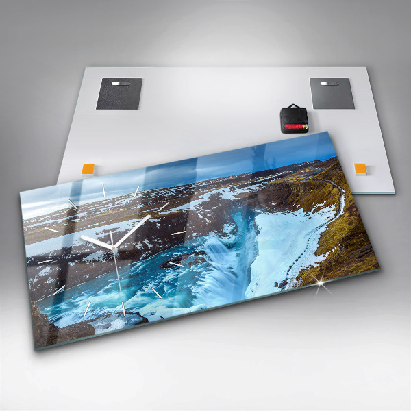 Horizontal wall clock Gullfoss Waterfall in Iceland