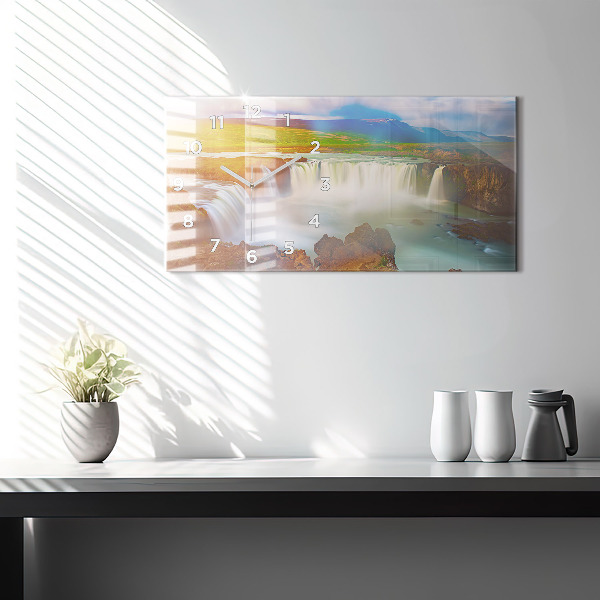 Horizontal wall clock Godafoss in Iceland