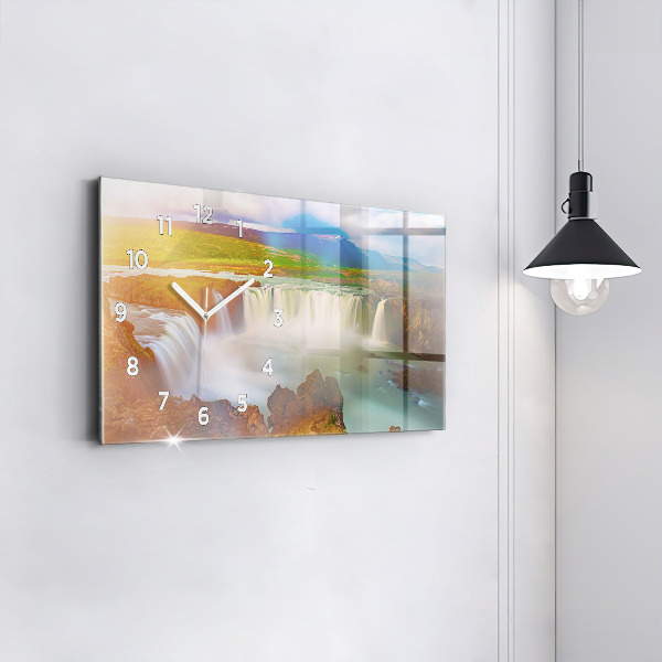 Horizontal wall clock Godafoss in Iceland