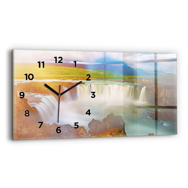 Horizontal wall clock Godafoss in Iceland