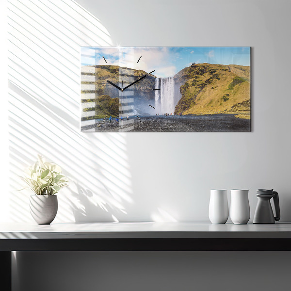 Horizontal wall clock Waterfall in Iceland
