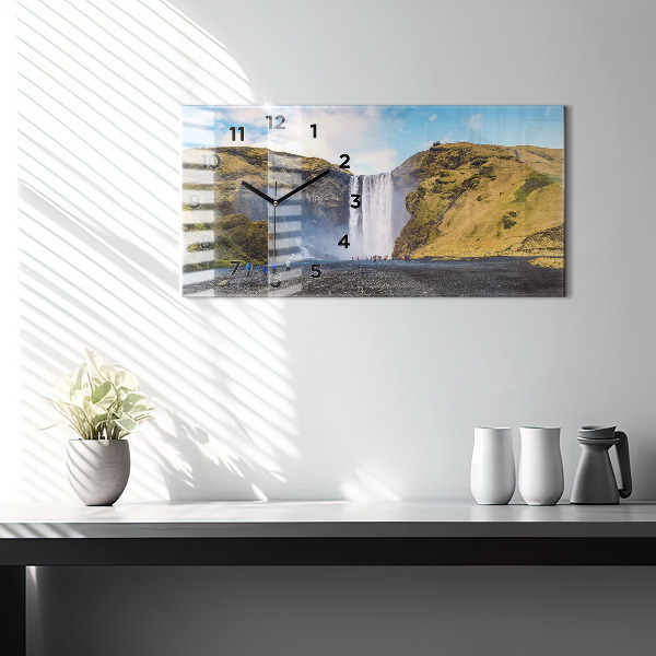 Horizontal wall clock Waterfall in Iceland