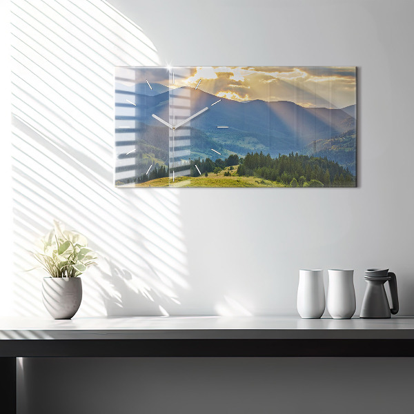 Horizontal wall clock Landscape with forests