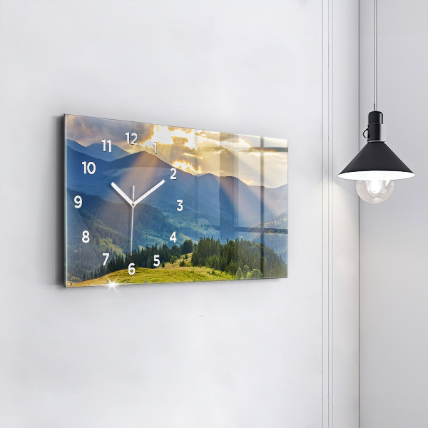 Horizontal wall clock Landscape with forests