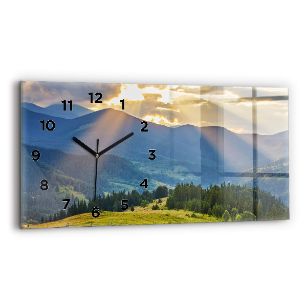 Horizontal wall clock Landscape with forests