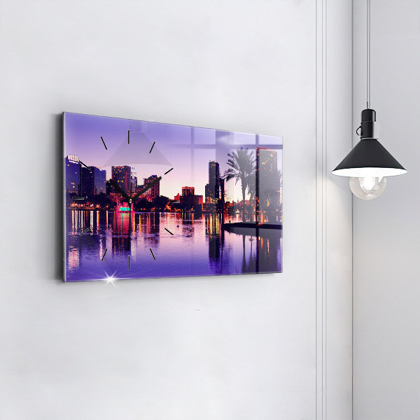 Horizontal wall clock Orlando city skyline