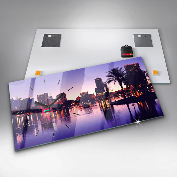 Horizontal wall clock Orlando city skyline