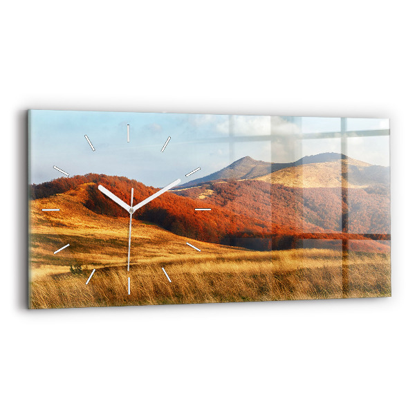 Horizontal wall clock Mountain landscape in autumn