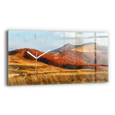 Horizontal wall clock Mountain landscape in autumn