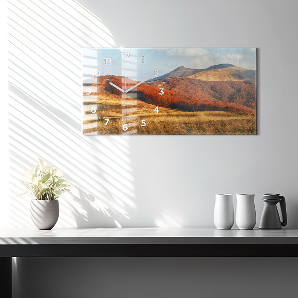 Horizontal wall clock Mountain landscape in autumn