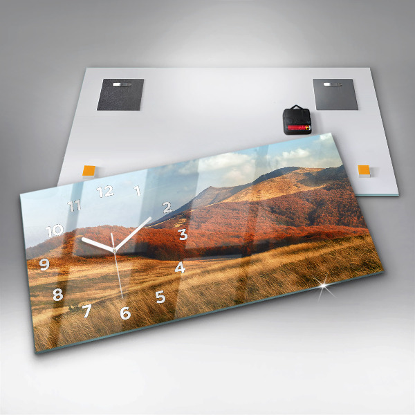 Horizontal wall clock Mountain landscape in autumn