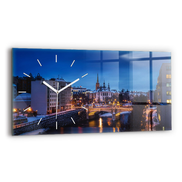 Horizontal wall clock Panorama of the city of Pilsen