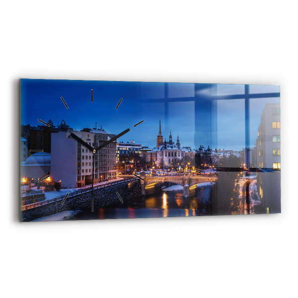Horizontal wall clock Panorama of the city of Pilsen