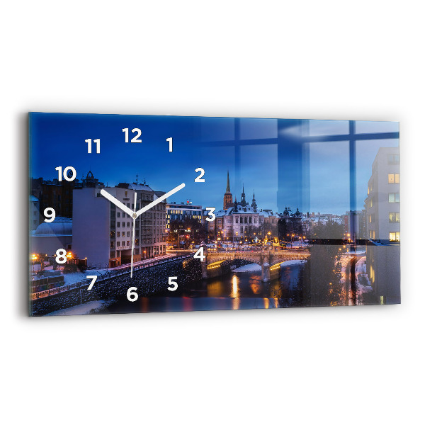 Horizontal wall clock Panorama of the city of Pilsen