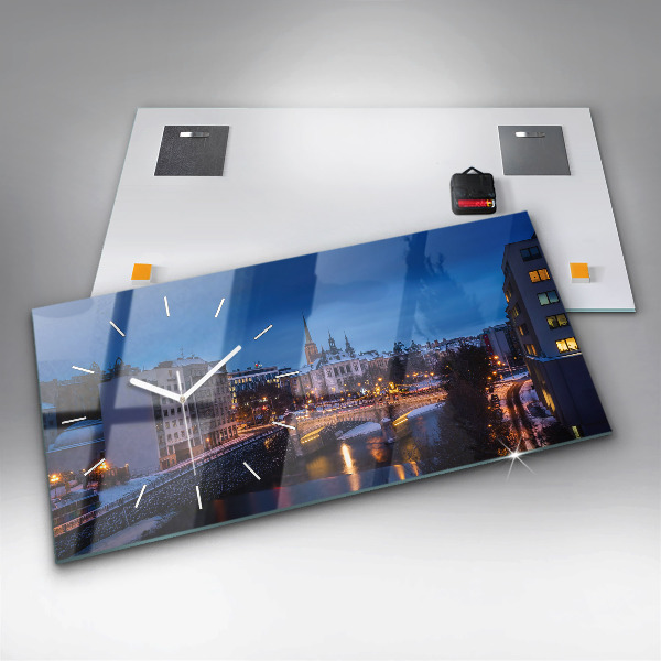 Horizontal wall clock Panorama of the city of Pilsen