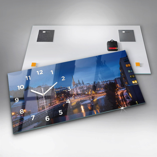 Horizontal wall clock Panorama of the city of Pilsen