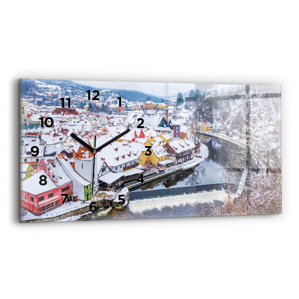 Horizontal wall clock Panorama of the city in winter
