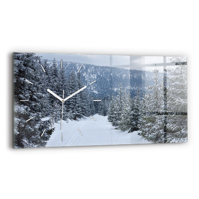 Horizontal wall clock Czech Giant Mountains in winter