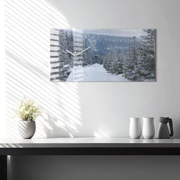 Horizontal wall clock Czech Giant Mountains in winter