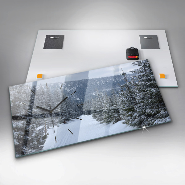 Horizontal wall clock Czech Giant Mountains in winter