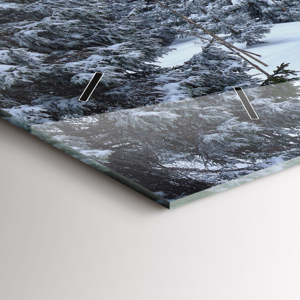 Horizontal wall clock Czech Giant Mountains in winter
