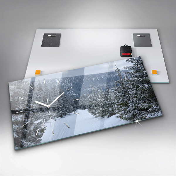 Horizontal wall clock Czech Giant Mountains in winter