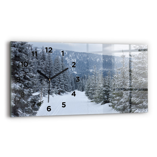 Horizontal wall clock Czech Giant Mountains in winter