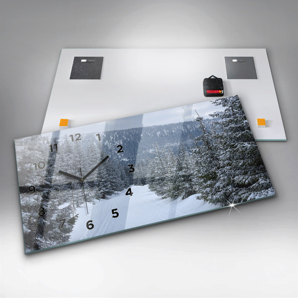 Horizontal wall clock Czech Giant Mountains in winter