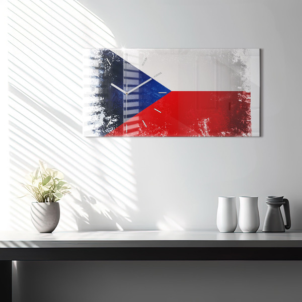 Horizontal wall clock Czech flag