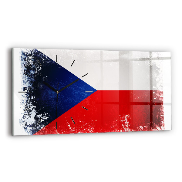 Horizontal wall clock Czech flag