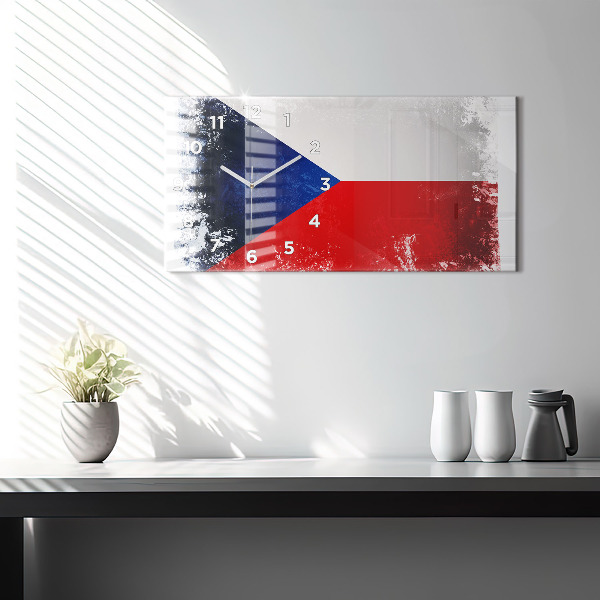 Horizontal wall clock Czech flag