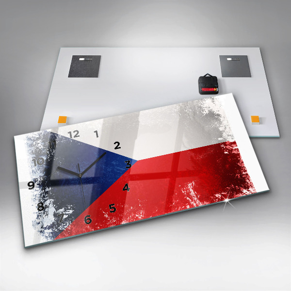Horizontal wall clock Czech flag