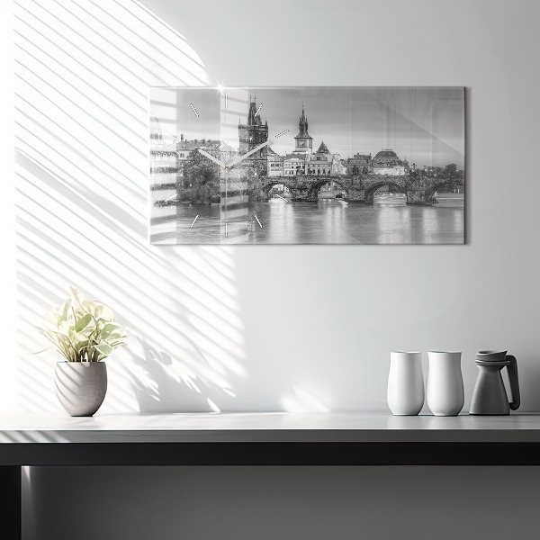Horizontal wall clock View of Charles Bridge Prague