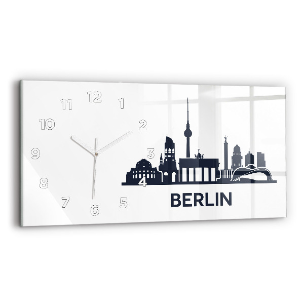 Horizontal wall clock Berlin city illustration