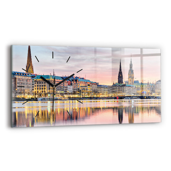 Horizontal wall clock Alster in Hamburg