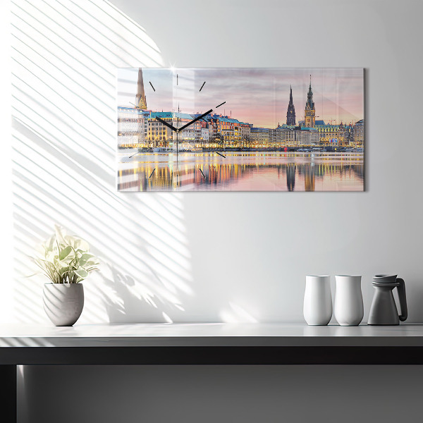Horizontal wall clock Alster in Hamburg