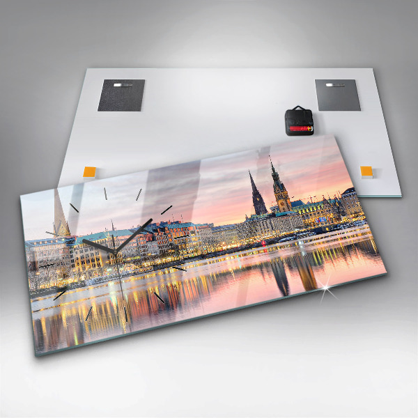 Horizontal wall clock Alster in Hamburg