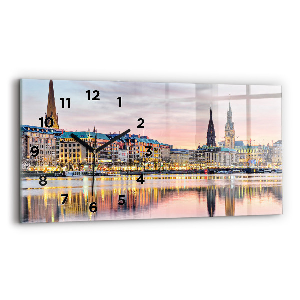 Horizontal wall clock Alster in Hamburg