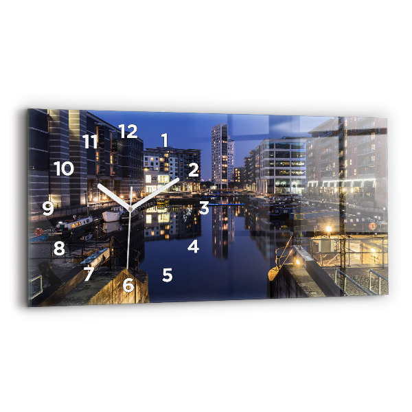 Horizontal wall clock The city lit up at night
