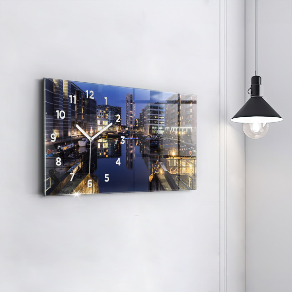 Horizontal wall clock The city lit up at night