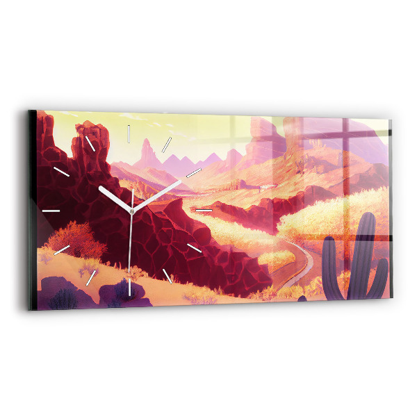 Horizontal wall clock Arizona desert illustration