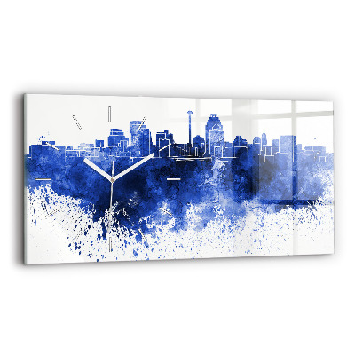 Horizontal wall clock San Antonio Watercolors
