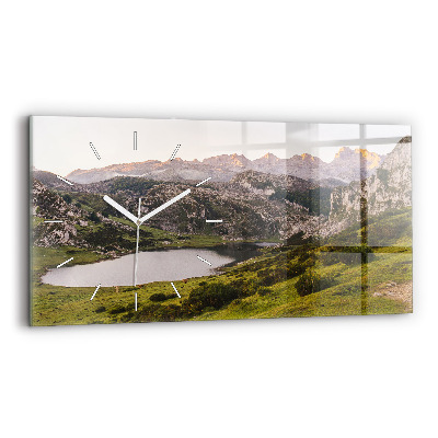 Horizontal wall clock Lake and Pyrenees Mountains