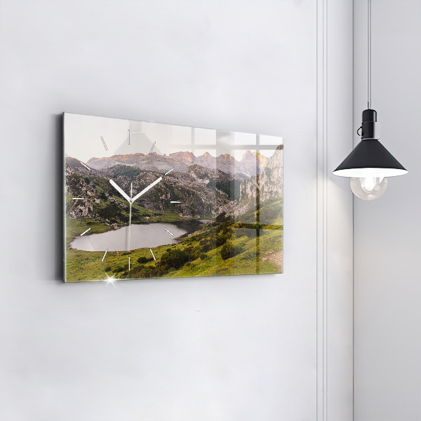 Horizontal wall clock Lake and Pyrenees Mountains