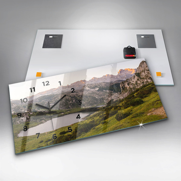 Horizontal wall clock Lake and Pyrenees Mountains