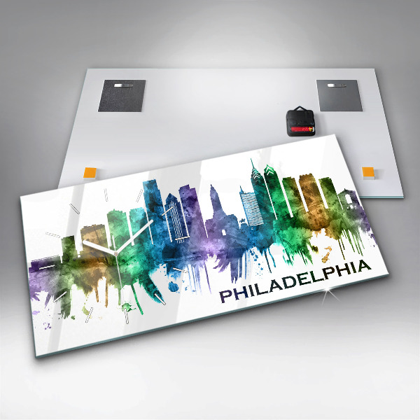 Horizontal wall clock Colorful Philadelphia