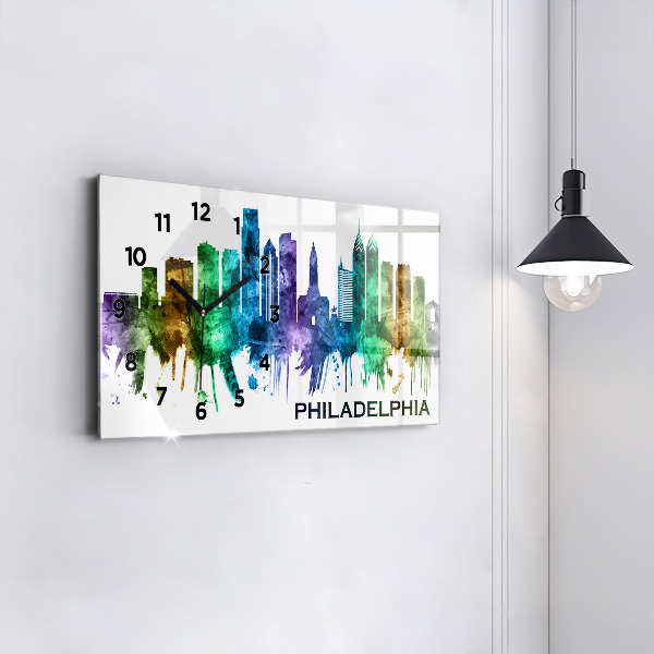 Horizontal wall clock Colorful Philadelphia