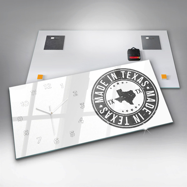 Horizontal wall clock Texas stamp